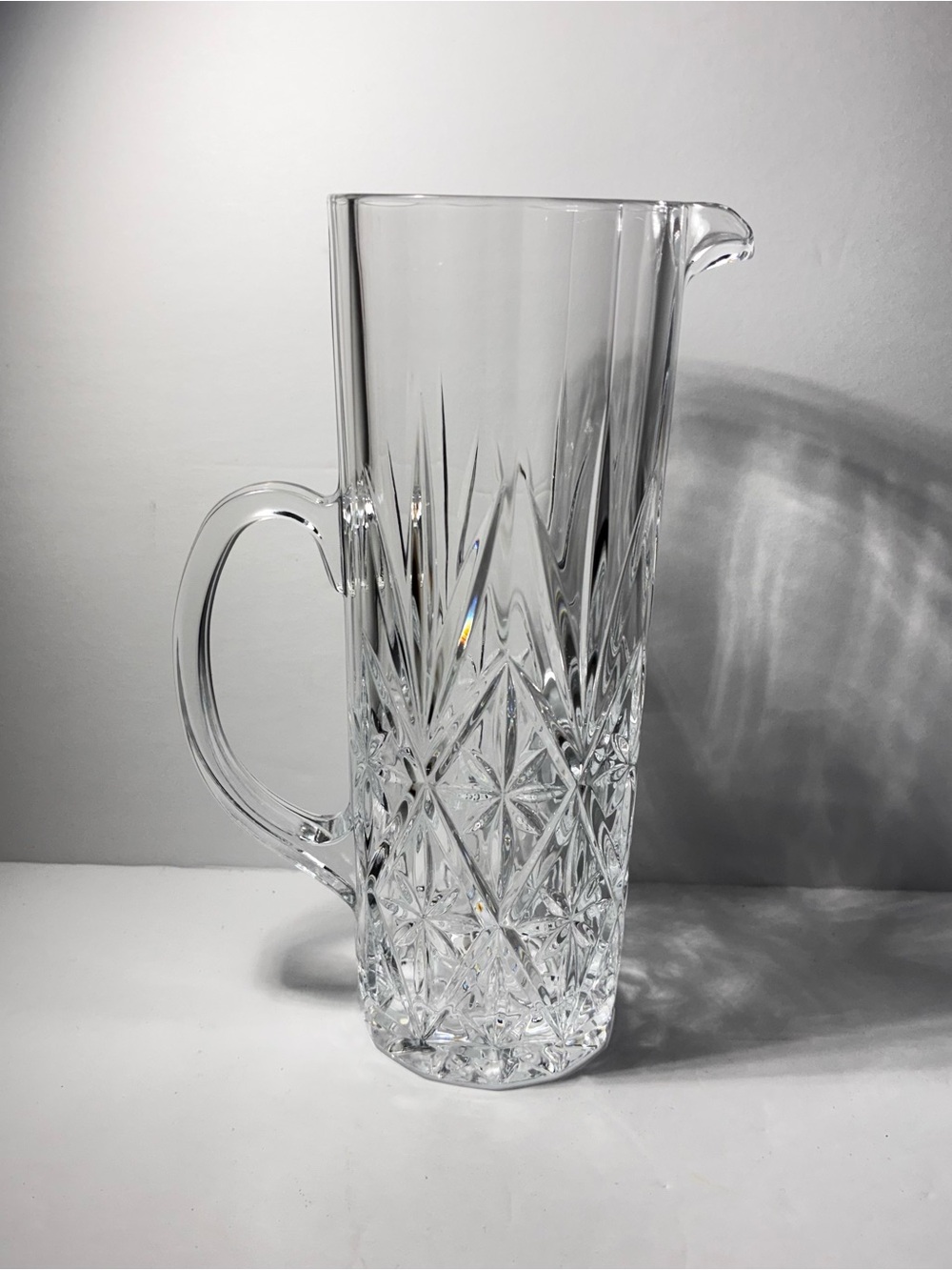 Vintage Cut Crystal Pitcher / Creamer – Starburst Pattern Glass Barware